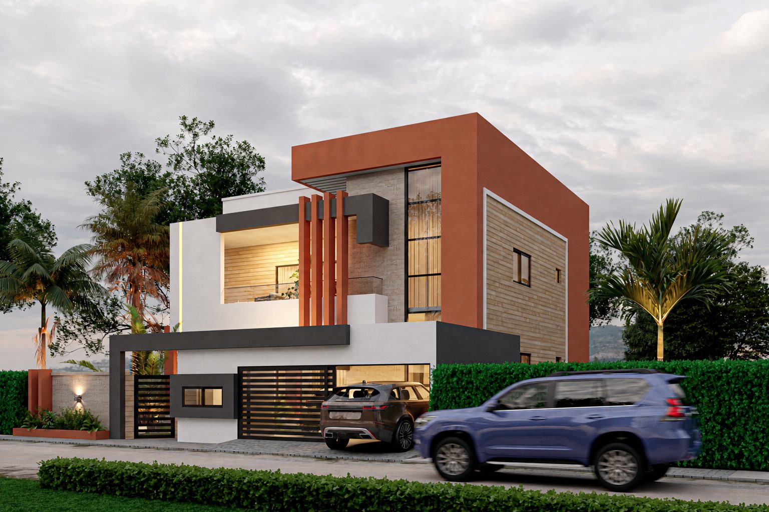 Duplex So — vue de la façade avant et de l'allée