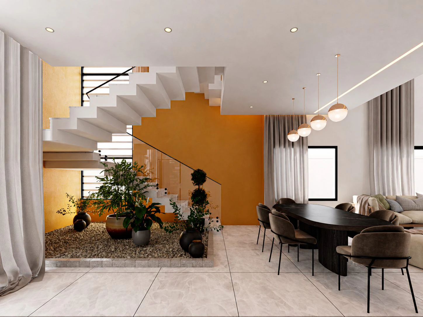 Triplex Phe — escalier sculptural et jardin intérieur